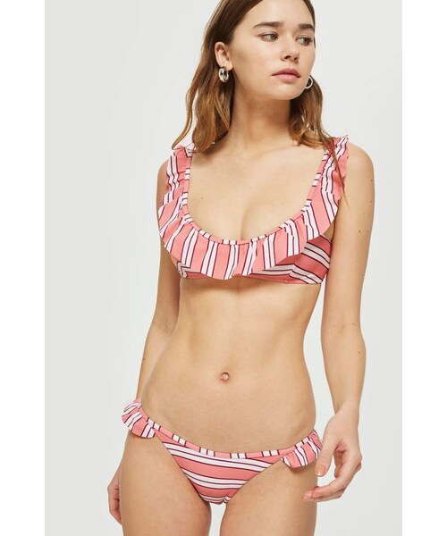 TOPSHOP（トップショップ）の「Topshop Stripe frill bikini top（水着・レディース・Pink・0/2/4/6/8/10/12）」の2枚目の写真