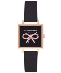 OLIVIA BURTON | OLIVIA BURTON Vintage Bow Square Leather Strap Watch, 30mm(アナログ腕時計)