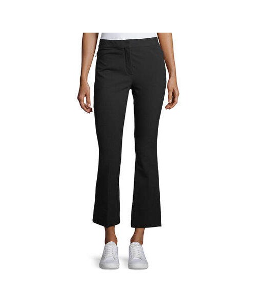 $235 Theory Women's Black Stretch Cropped Kick Flare Dress Pants