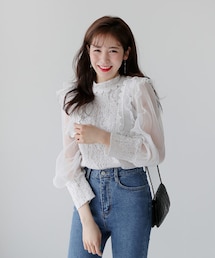 DHOLIC | ショルダーフリルレースブラウス(シャツ/ブラウス)