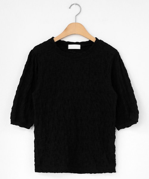 DHOLIC（ディーホリック）の「リンクルハーフスリーブTシャツ（Tシャツ/カットソー・レディース・ホワイト/ブラック・FREE）」の2枚目の写真