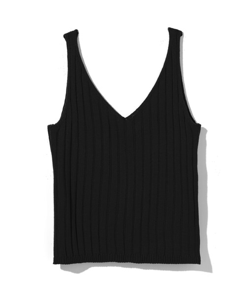 GRL（グレイル）の「リブニットキャミソール（キャミソール・レディース・ブルー/ブラック/レッド/ベージュ/からし/ピンク/ネイビー/ラベンダー/キャメル/ダークオレンジ/グレープ/モカ・M）」の2枚目の写真