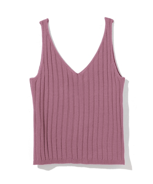 GRL（グレイル）の「リブニットキャミソール（キャミソール・レディース・ブルー/ブラック/レッド/ベージュ/からし/ピンク/ネイビー/ラベンダー/キャメル/ダークオレンジ/グレープ/モカ・M）」の7枚目の写真