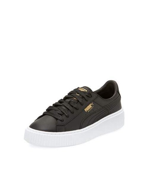 puma basket black leather