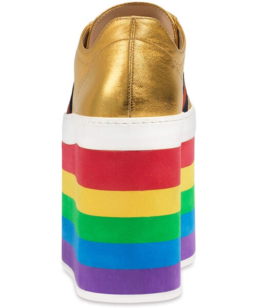 GUCCI(グッチ)の「Gucci Peggy Leather Platform Sneaker, Rainbow/Gold(その他シューズ・レディース・Gold・9b / 39eu/9.5b / 39.5eu/6.5b / 36.5eu/8.5b / 38.5eu/10.5b/40.5eu/12b/42eu/7b / 37eu/11b/41eu/7.5b / 37.5eu/10b / 40eu/8b / 38eu)」の3枚目の写真