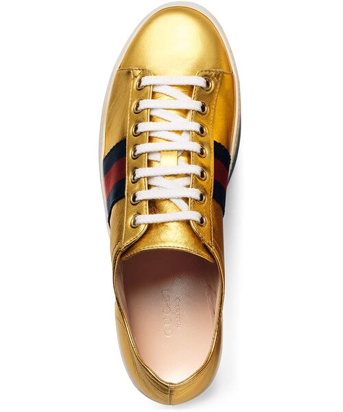 GUCCI(グッチ)の「Gucci Peggy Leather Platform Sneaker, Rainbow/Gold(その他シューズ・レディース・Gold・9b / 39eu/9.5b / 39.5eu/6.5b / 36.5eu/8.5b / 38.5eu/10.5b/40.5eu/12b/42eu/7b / 37eu/11b/41eu/7.5b / 37.5eu/10b / 40eu/8b / 38eu)」の6枚目の写真