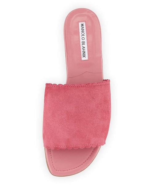 Manolo Blahnik(マノロ・ブラニク)の「Manolo Blahnik Suede Scalloped Slide Flat Sandal, Pink(その他シューズ・レディース・Pink・6b / 36eu/9b / 39eu/6.5b / 36.5eu/10.5b / 40.5eu/11b / 41eu/8.5b / 38.5eu/10b / 40eu/7.5b / 37.5eu/9.5b / 39.5eu/7b / 37eu/5b / 35eu/8b / 38eu/12b / 42eu/5.5b / 35.5eu)」の4枚目の写真