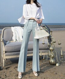 DINT | ビビスリムピンタックスレックスパンツ（ベルトset）(スラックス)