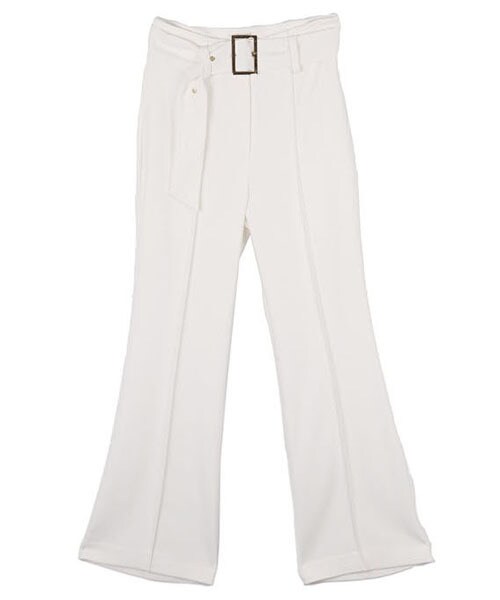 DINT（ディント）の「ビビスリムピンタックスレックスパンツ（ベルトset）（スラックス・レディース・블루/화이트/블랙/핑크・S/M）」の2枚目の写真