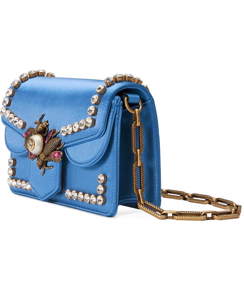 GUCCI（グッチ）の「Gucci Broadway Satin Bee Shoulder Bag（ショルダーバッグ・レディース・Yellow/Blue・One Size）」の5枚目の写真