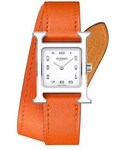 Hermes | Hermes Heure H PM Watch with Orange Leather Strap(Analog watches)