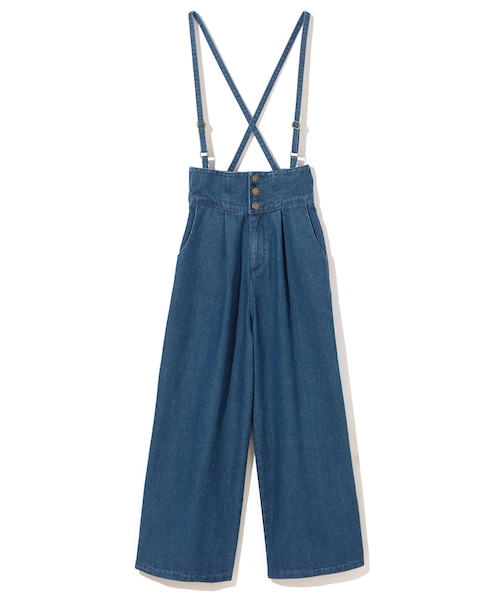 GRL（グレイル）の「サス付デニムワイドパンツ（デニムパンツ・レディース・ネイビー/ブルー・M）」の2枚目の写真