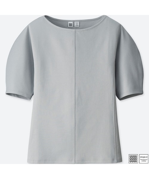 UNIQLO（ユニクロ）の「ボートネックT（半袖）＋E（Tシャツ/カットソー・レディース・BLACK 09/WHITE 00/GRAY 03/PINK 10・L/M/S/XXL/XL）」の3枚目の写真