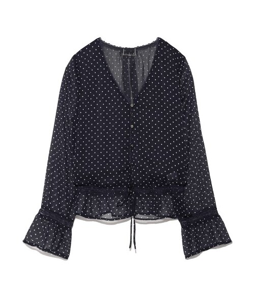 SNIDEL(スナイデル)の「ドットブラウスガウン(ガウン・レディース・WHTxBLK/NVYxWHT・F)」の2枚目の写真