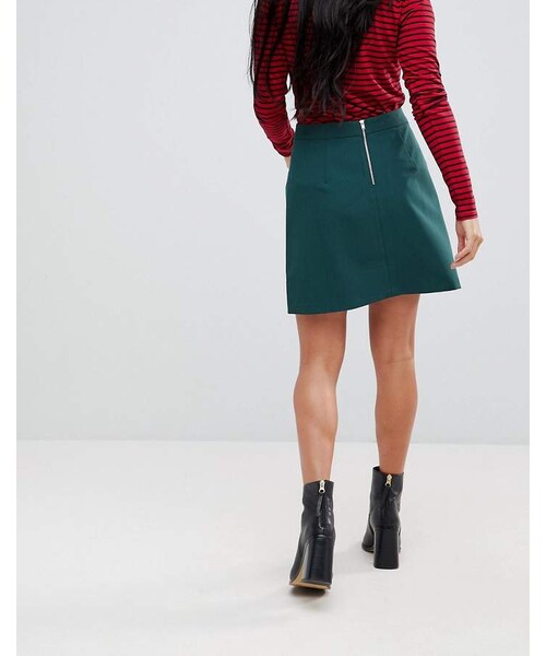 asos（エイソス）の「ASOS Petite ASOS PETITE Tailored A-Line Mini Skirt（スカート・レディース・Green・Us 0/Us 12）」の3枚目の写真