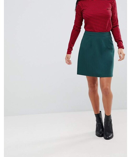 asos（エイソス）の「ASOS Petite ASOS PETITE Tailored A-Line Mini Skirt（スカート・レディース・Green・Us 0/Us 12）」の2枚目の写真