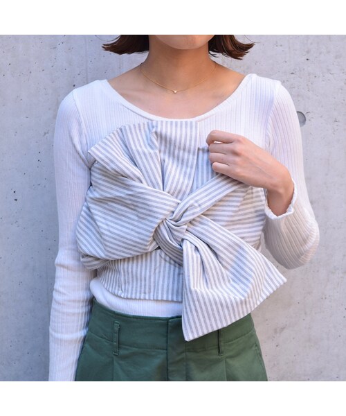 no brand（ノーブランド）の「【再入荷】Stripe Ribbon Corset（チューブトップ・レディース・その他）」の2枚目の写真