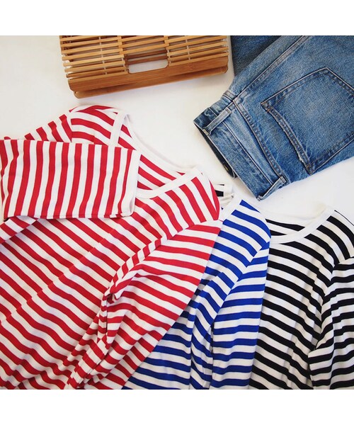 no brand(ノーブランド)の「【 MORE SALE 】BORDER カットソー(Tシャツ/カットソー・レディース・その他)」の2枚目の写真