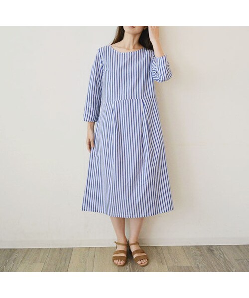 Pont De Chalons ポンデシャロン の ストライプワンピース Ph9214 シャツ ブラウス Wear