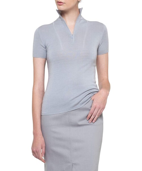 Akris（アクリス）の「Akris Zip-Neck Cashmere-Silk Pullover