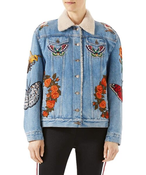 GUCCI（グッチ）の「Gucci Embroidered Denim Jacket with Shearling