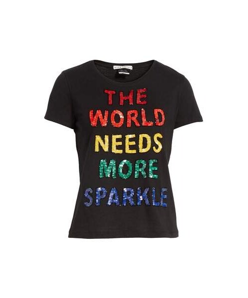 Alice and Olivia（アリスオリヴィア）の「Alice + Olivia Rylyn The World Needs More Sparkle Tee（Tシャツ/カットソー・レディース・Black・Small/Large/Medium/X-small）」の2枚目の写真