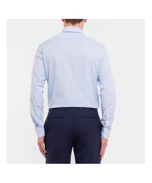 dunhill（ダンヒル）の「Dunhill Blue Slim-Fit Striped Cotton-Poplin Shirt（シャツ/ブラウス・メンズ・Blue・Eu41/Eu38/Eu43）」の4枚目の写真