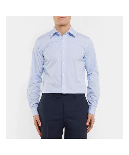 dunhill（ダンヒル）の「Dunhill Blue Slim-Fit Striped Cotton-Poplin Shirt（シャツ/ブラウス・メンズ・Blue・Eu41/Eu38/Eu43）」の2枚目の写真