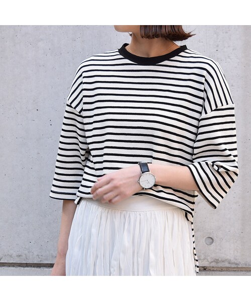 no brand（ノーブランド）の「BORDERワッフルTOPS（Tシャツ/カットソー・レディース・その他）」の8枚目の写真