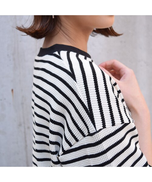 no brand（ノーブランド）の「BORDERワッフルTOPS（Tシャツ/カットソー・レディース・その他）」の9枚目の写真