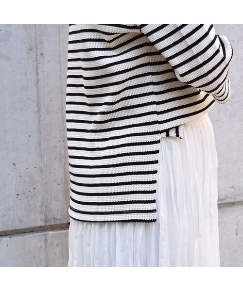 no brand（ノーブランド）の「BORDERワッフルTOPS（Tシャツ/カットソー・レディース・その他）」の11枚目の写真