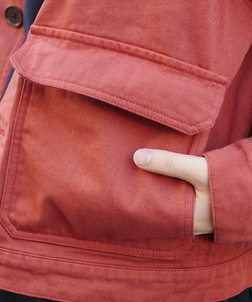 LIDNM（リドム）の「ガーメントダイカバーオール（カバーオール・メンズ・レッド・S/M/L）」の3枚目の写真