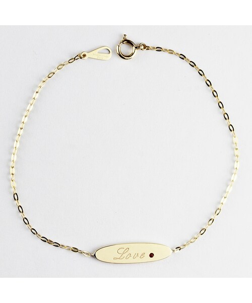 two ply(トゥープライ)の「トゥー プライ 619 パーソナライズ イニシャル ナンバー 誕生石 オーバル バー ブレスレット(ブレスレット・レディース・ゴールド・16.5センチ)」の4枚目の写真