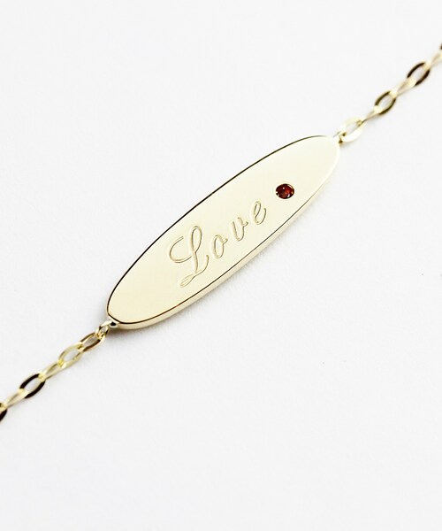 two ply(トゥープライ)の「トゥー プライ 619 パーソナライズ イニシャル ナンバー 誕生石 オーバル バー ブレスレット(ブレスレット・レディース・ゴールド・16.5センチ)」の5枚目の写真