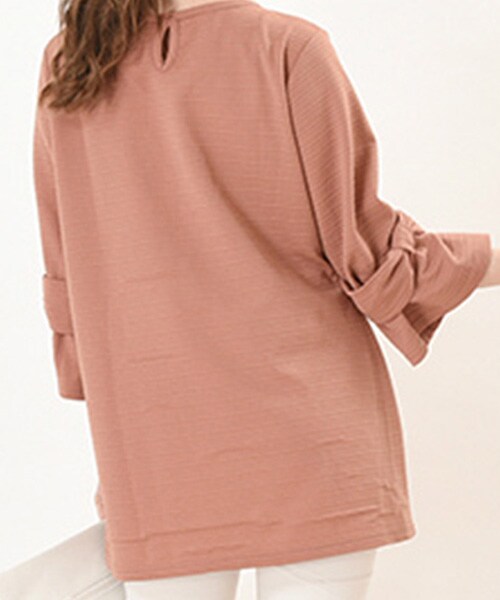 Tiffee SELECT（ティフィーセレクト）の「袖リボンフロントタックプルオーバー（Tシャツ/カットソー・レディース・ピンクベージュ/ホワイト/ネイビー・M）」の5枚目の写真
