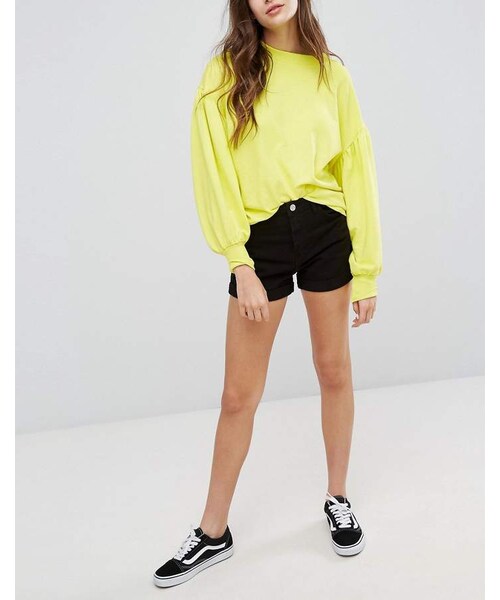 Bershka(ベルシュカ)の「Bershka High Waist Mom Denim Short(その他パンツ・レディース・Black・Us 0)」の3枚目の写真