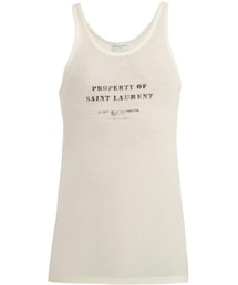 Saint Laurent | SAINT LAURENT Logo-print scoop-neck wool tank top(タンクトップ)