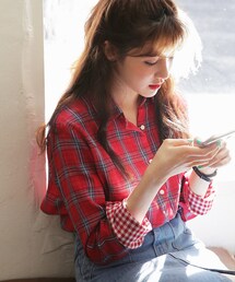 DHOLIC | コントラストチェックシャツ(シャツ/ブラウス)