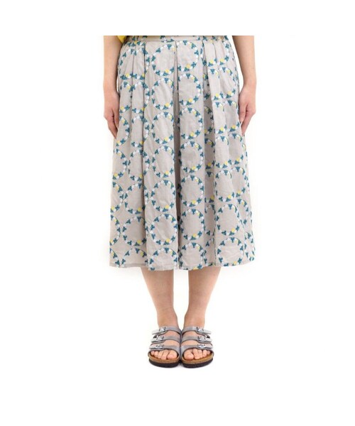 marble sud マーブルシュッド 花かんむり 刺繍 スカート - ひざ丈スカート