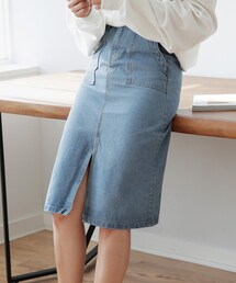 DHOLIC | スリットデニムミディスカート(デニムスカート)