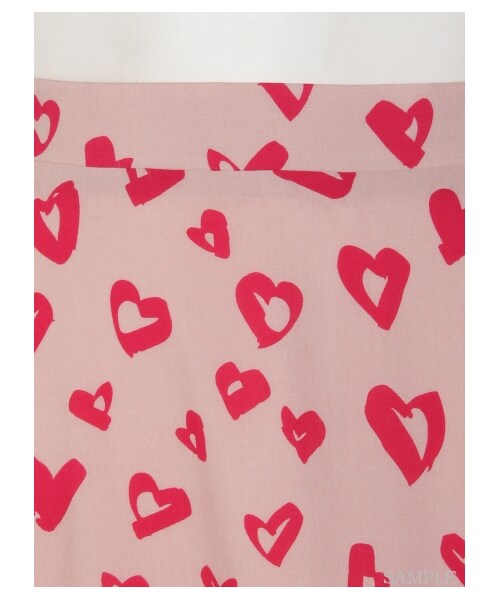 lilLilly（リルリリー）の「ハートプリントフレアスカート（スカート・レディース・WHITE/PINK・S/M）」の6枚目の写真