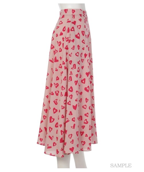 lilLilly（リルリリー）の「ハートプリントフレアスカート（スカート・レディース・WHITE/PINK・S/M）」の5枚目の写真