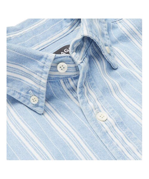 BALENCIAGA(バレンシアガ)の「Balenciaga Oversized Button-Down Collar Striped Denim Shirt(シャツ/ブラウス・メンズ・Blue・Eu41/Eu42/Eu40/Eu39/Eu38/Eu37)」の2枚目の写真