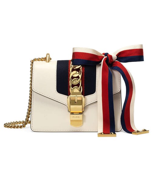 GUCCI（グッチ）の「Gucci Sylvie Leather Mini Chain Shoulder Bag（ショルダーバッグ・レディース・White・One Size）」の5枚目の写真