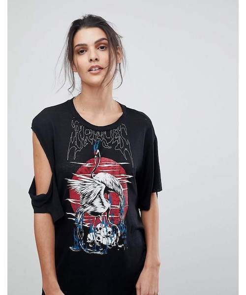 DIESEL（ディーゼル）の「Diesel Rip Detail Crane Print T