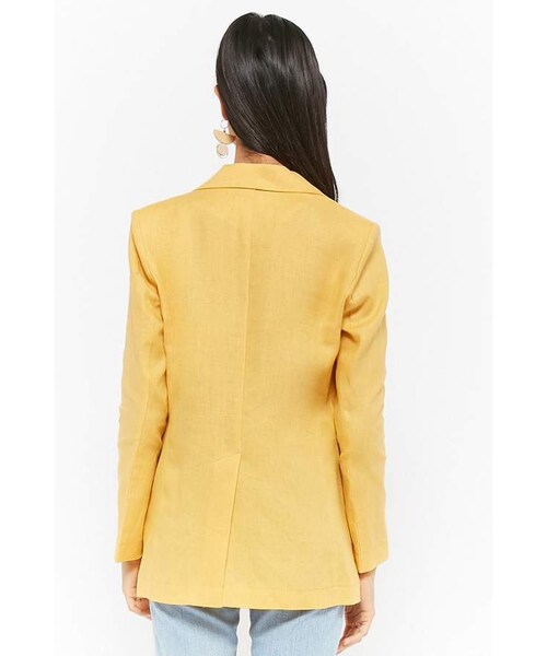FOREVER 21（フォーエバー トゥエンティーワン）の「Forever 21 Linen Single-Breasted Blazer（テーラードジャケット・レディース・Yellow/White・Large/Small/Medium）」の5枚目の写真