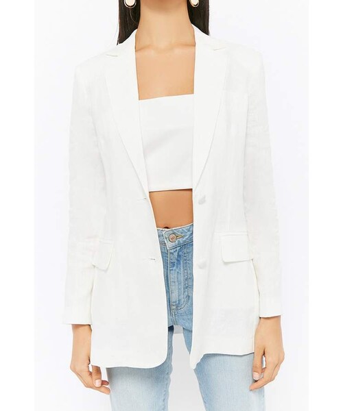 FOREVER 21（フォーエバー トゥエンティーワン）の「Forever 21 Linen Single-Breasted Blazer（テーラードジャケット・レディース・Yellow/White・Large/Small/Medium）」の10枚目の写真