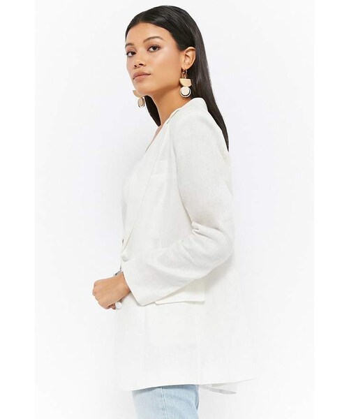FOREVER 21（フォーエバー トゥエンティーワン）の「Forever 21 Linen Single-Breasted Blazer（テーラードジャケット・レディース・Yellow/White・Large/Small/Medium）」の6枚目の写真
