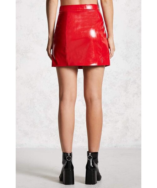 red leather mini skirt forever 21