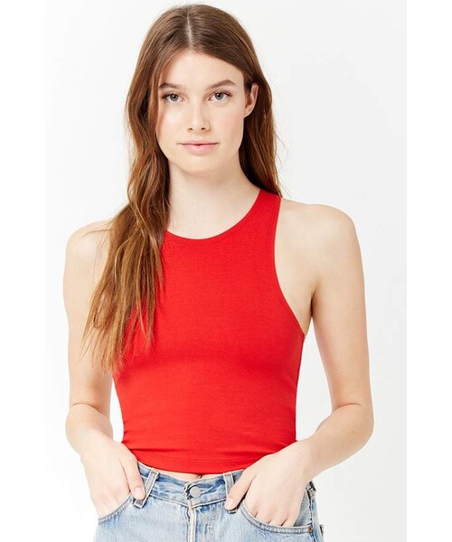 FOREVER 21（フォーエバー トゥエンティーワン）の「Forever 21 Cropped Tank Top（タンクトップ・レディース・Black/Red/Pink/Beige/White/Blue・Large/Small/Medium）」の6枚目の写真